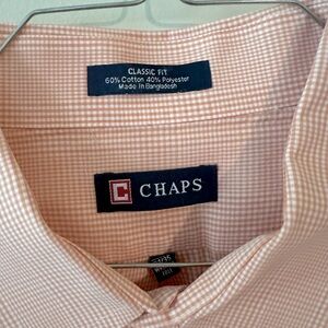 CHAPS Classic Fit Long Sleeve Button Shirt Pink checkered 18 1/2 34/35. Like new